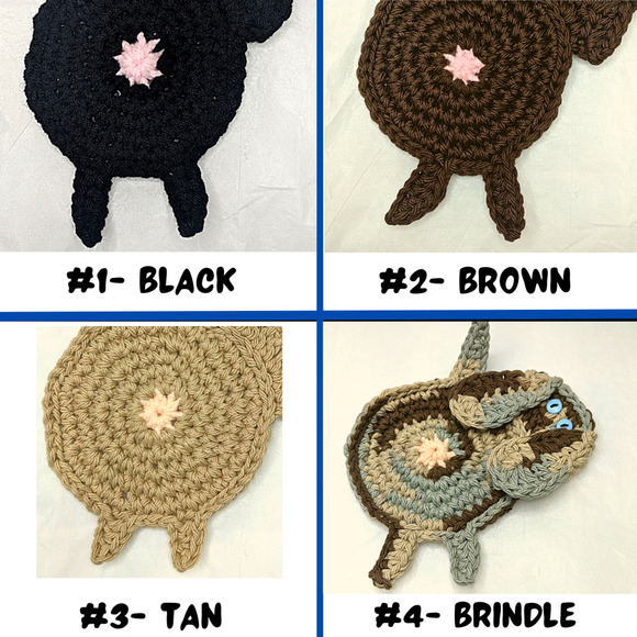 Hand Crafted Dog Butt Coasters Set of Two Crochet Puppy Coffee Table Mug Rug NEW - Picture 3 of 14